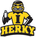 University of Iowa Herky Thumbs Up with Word Herky Vinyl Car Decal