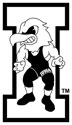 University of Iowa Vintage Herky Wrestling, black and white decal